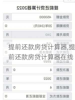 提前还款房贷计算器,提前还款房贷计算器在线