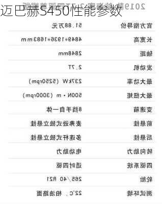 迈巴赫S450性能参数