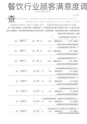 餐饮行业顾客满意度调查