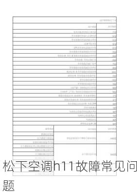 松下空调h11故障常见问题