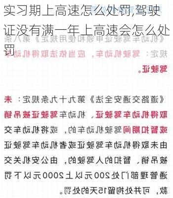 实习期上高速怎么处罚,驾驶证没有满一年上高速会怎么处罚