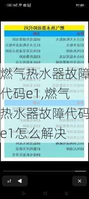 燃气热水器故障代码e1,燃气热水器故障代码e1怎么解决