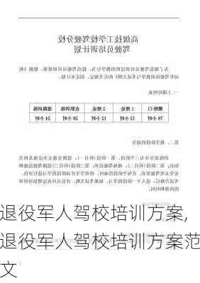 退役军人驾校培训方案,退役军人驾校培训方案范文