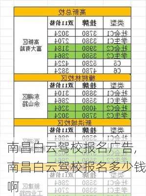 南昌白云驾校报名广告,南昌白云驾校报名多少钱啊