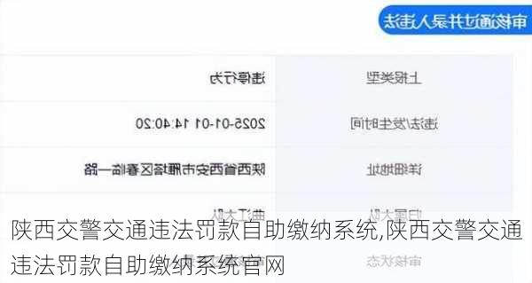 陕西交警交通违法罚款自助缴纳系统,陕西交警交通违法罚款自助缴纳系统官网