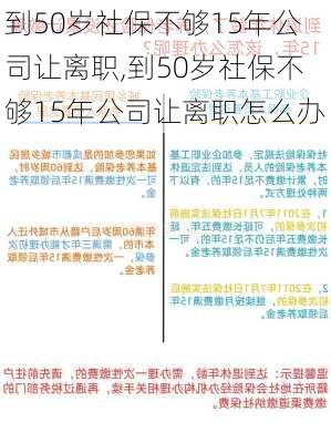 到50岁社保不够15年公司让离职,到50岁社保不够15年公司让离职怎么办