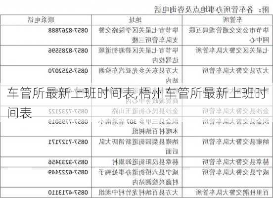 车管所最新上班时间表,梧州车管所最新上班时间表