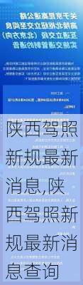 陕西驾照新规最新消息,陕西驾照新规最新消息查询