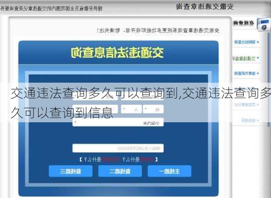 交通违法查询多久可以查询到,交通违法查询多久可以查询到信息